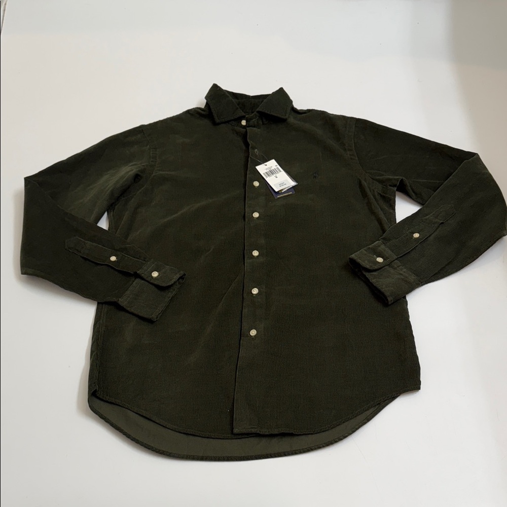 NWT Polo Ralph Lauren Olive Green Corduroy Button-Down Shirt Men’s Small